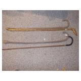 Collection of 4 Vintage Wooden Walking Canes and Walking Sticks