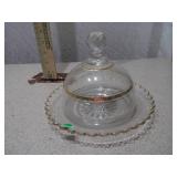 Vintage Clear Glass Domed Butter or Cheese Dish