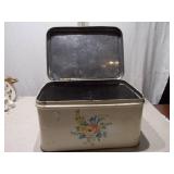 Vintage Kromex Metal Bread Box - Floral Decal & Matching Metal Lid