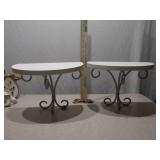Pair of Vintage White Wrought Iron Scroll Wall Shelves