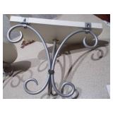 Pair of Vintage White Wrought Iron Scroll Wall Shelves