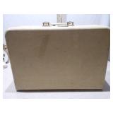 Vintage Hardshell Train Case / Vanity Suitcase with Quilted Red Interior