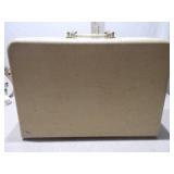 Vintage Hardshell Train Case / Vanity Suitcase with Quilted Red Interior