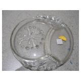 11-Piece Pressed Glass Plate Collection - (6) Ruffled Plates & (5) Divided Plates