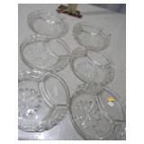 11-Piece Pressed Glass Plate Collection - (6) Ruffled Plates & (5) Divided Plates