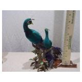 Vintage Collectible Lot: Portrait Liquor Bottle, Glassware & Peacock Decor