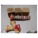 Rustic Hand-Crafted Wood Decor Lot: Primitive Folk Instrument, Driftwood & More