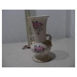 Vintage Ceramic Vase Collection & Wooden Candle Pillar Set