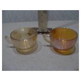 Vintage Marigold Carnival Glass Footed Cup Set - Iridescent Finish