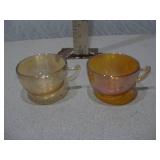 Vintage Marigold Carnival Glass Footed Cup Set - Iridescent Finish