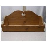 Vintage Pine Heart-Cutout Wall Shelf / Organizer