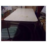 Expandable Vintage Ceramic Top Dining Table with Leaf