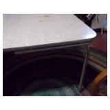 Expandable Vintage Ceramic Top Dining Table with Leaf