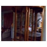 Vintage Curved Glass China Hutch with Mirror Back