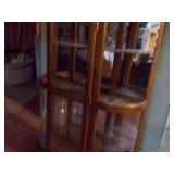 Vintage Curved Glass China Hutch with Mirror Back