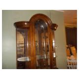 Vintage Curved Glass China Hutch with Mirror Back