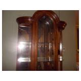 Vintage Curved Glass China Hutch with Mirror Back