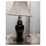 Vintage Black Ribbed Ceramic Table Lamp