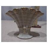 Vintage Ceramic Fan Vase and Frosted Glass Planter