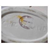 Vintage Ceramic Fan Vase and Frosted Glass Planter