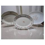 Vintage Floral Porcelain Plates - 3 Pieces
