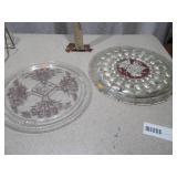 Vintage Ornate Glass Serving Trays - 2 Pieces