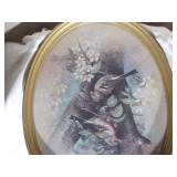 Ornate Oval Framed Art - Vintage Style
