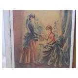 Lot of 2 Framed Prints - Paul Porter "Home By The Hearth" & Debbi Wetzel Garden Scene