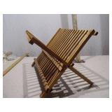 Vintage Folding Wooden Dish Drying Rack - Collapsible Bamboo/Wood