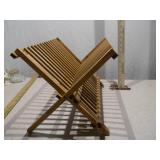 Vintage Folding Wooden Dish Drying Rack - Collapsible Bamboo/Wood