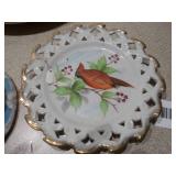 Decorative Porcelain Plates - Reticulated Borders & Gold-Tone Accents