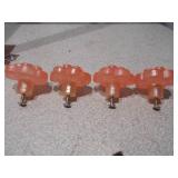 Set of 4 Vintage Pink Glass Floral Drawer Pulls / Knobs