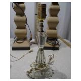 Lot of 4 Assorted Table Lamps – Glass and Carved Wood Styles