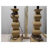 Lot of 4 Assorted Table Lamps – Glass and Carved Wood Styles