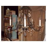 St. Peter Doctor’s Estate: 5-Light Ornate Wrought Iron & Crystal Chandelier