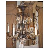 St. Peter Doctor’s Estate: 5-Light Ornate Wrought Iron & Crystal Chandelier
