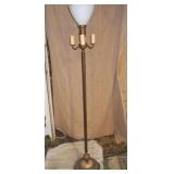 Vintage 4-Light Brass Candelabra Floor Lamp - Frosted Glass Shade