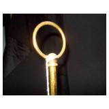 Vintage 3-Light Brass Floor Lamp with Ring Finial & Glass Shade