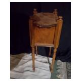 Antique Oak Humidor Side Table with Cabinet