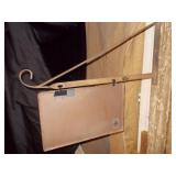 Vintage Hanging Metal Store Sign Bracket & Wood Sign
