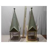 Pair of Decorative Metal Architectural Birdhouses
