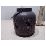 Ruby Red Glass Vase and Star-Patterned Metal Lantern Set