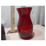 Ruby Red Glass Vase and Star-Patterned Metal Lantern Set