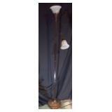 Bronze-Tone Torchiere Floor Lamp with Adjustable Side Reading Light