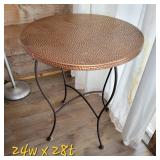 Enameled Copper Hammered Round Occassional Table
