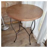 Enameled Copper Hammered Round Occassional Table