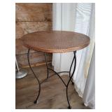 Enameled Copper Hammered Round Occassional Table