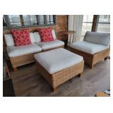 Elegant Natural Wicker 4 pc Patio Set ~ 3 Chairs + Ottoman