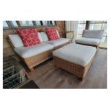 Elegant Natural Wicker 4 pc Patio Set ~ 3 Chairs + Ottoman