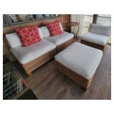 Elegant Natural Wicker 4 pc Patio Set ~ 3 Chairs + Ottoman